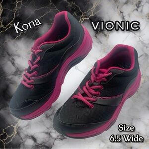 Vionic Kona Women's Sneakers in Black and Pink Size 6.5 Wide